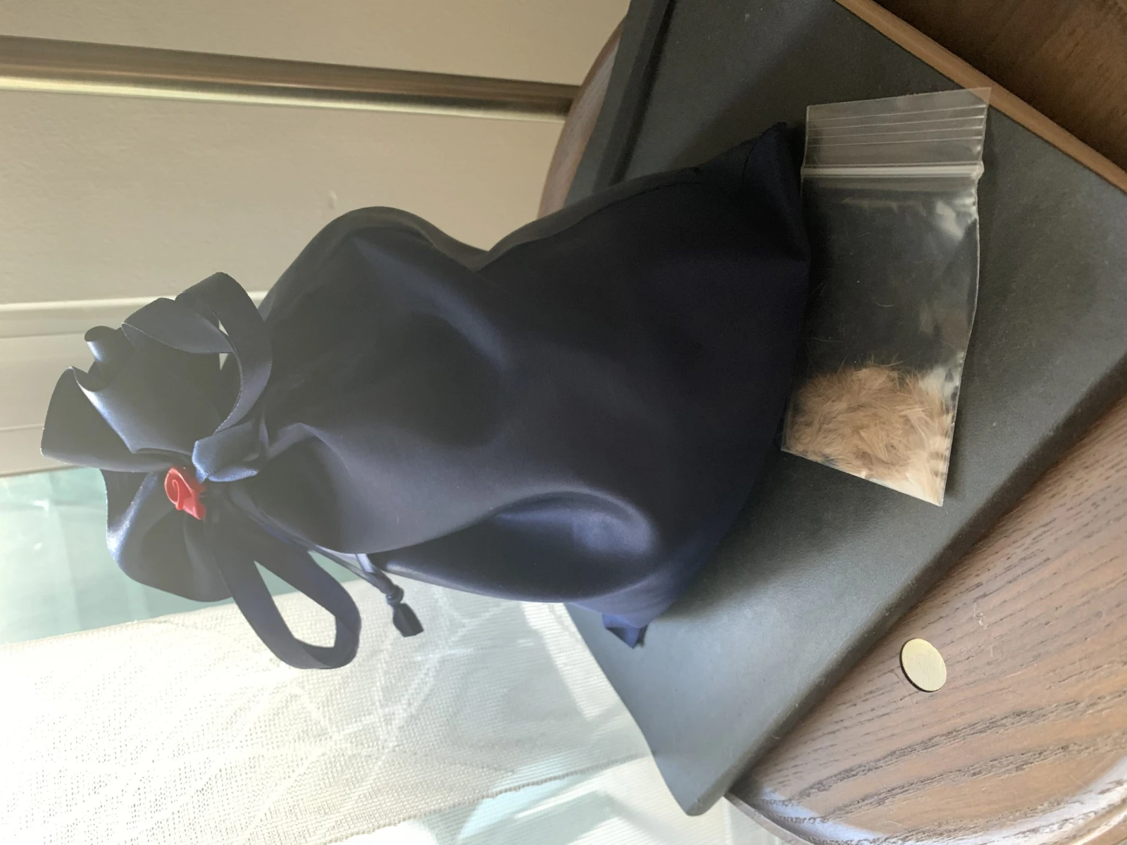 On prévoit répandre les cendres de Scarlett, mais on gardera le p’tit sac de poil que nous a envoyé la compagnie Crémanimo.